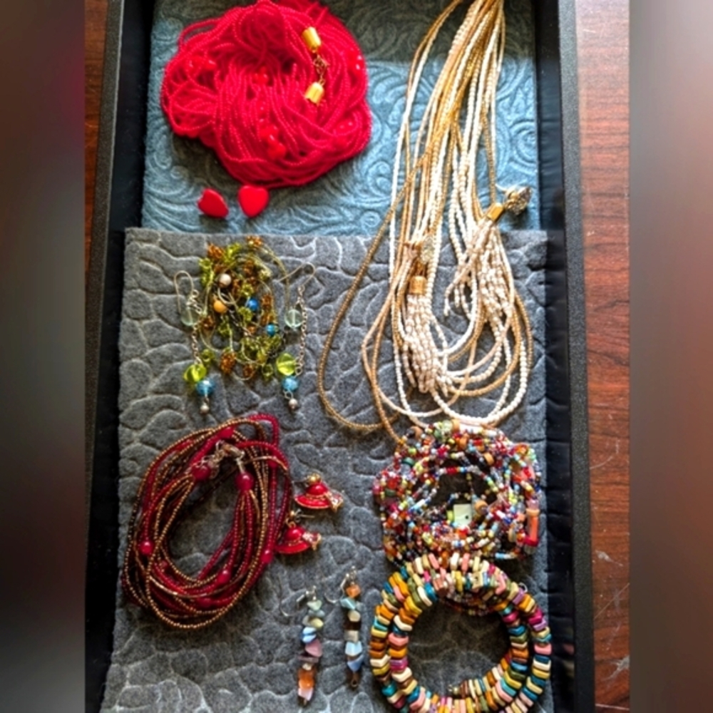 A484  🔥 5 For $35 🔥  Five Seed Bead Necklace & Earring Sets